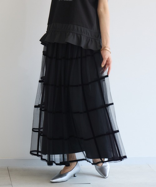 KATHARINE ROSS（キャサリンロス）の「【KATHARINE ROSS】チェックフロッキープリントスカート（スカート・レディース・ブラック/ボルドー・MEDIUM）」の18枚目の写真