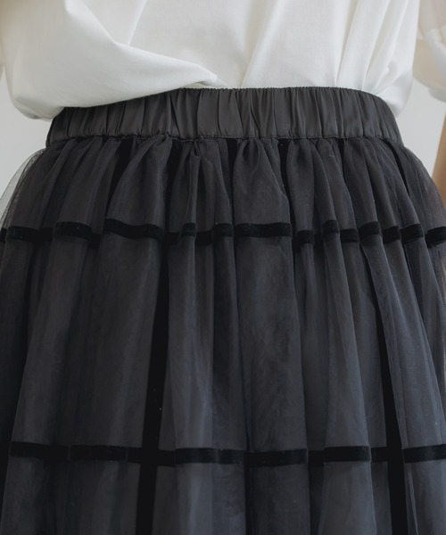 KATHARINE ROSS（キャサリンロス）の「【KATHARINE ROSS】チェックフロッキープリントスカート（スカート・レディース・ブラック/ボルドー・MEDIUM）」の21枚目の写真