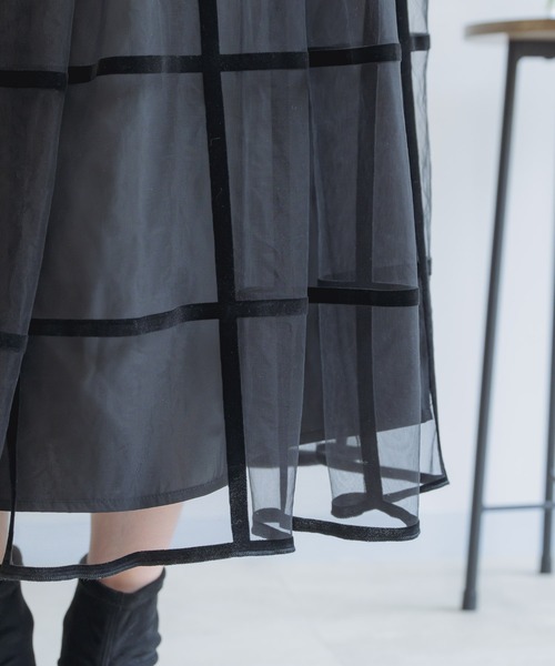 KATHARINE ROSS（キャサリンロス）の「【KATHARINE ROSS】チェックフロッキープリントスカート（スカート・レディース・ブラック/ボルドー・MEDIUM）」の22枚目の写真