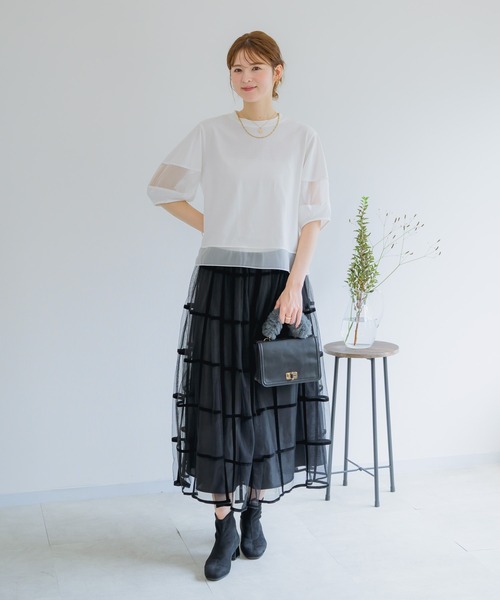 KATHARINE ROSS（キャサリンロス）の「【KATHARINE ROSS】チェックフロッキープリントスカート（スカート・レディース・ブラック/ボルドー・MEDIUM）」の10枚目の写真