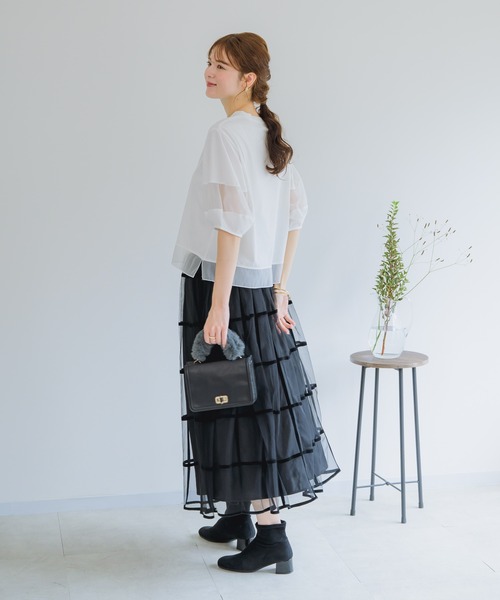 KATHARINE ROSS（キャサリンロス）の「【KATHARINE ROSS】チェックフロッキープリントスカート（スカート・レディース・ブラック/ボルドー・MEDIUM）」の11枚目の写真