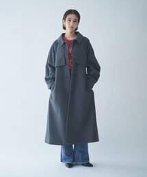 pas de calais チェスターコート グレー クリーニング済み ウールモッサ ロングチェスターコート(チェスターコート) | MK