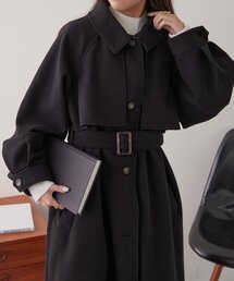 ロペ ロングコート ウエストベルト付き ネイビー 日本製 by muni:r（バイ ムニール）の「ベーシックルーズフィット腰
