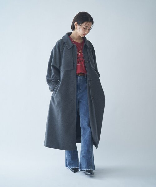 Remind me and forever(リマインドミーアンドフォーエバー)の「アレンジカラーロングコート(チェスターコート・レディース・ブラック/アイボリー/ブラウン/チャコールグレー・FREE)」の5枚目の写真