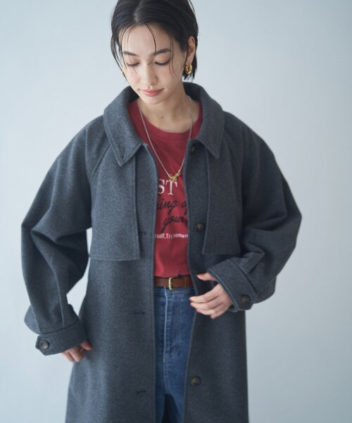 Remind me and forever(リマインドミーアンドフォーエバー)の「アレンジカラーロングコート(チェスターコート・レディース・ブラック/アイボリー/ブラウン/チャコールグレー・FREE)」の6枚目の写真