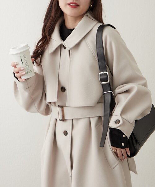 Remind me and forever(リマインドミーアンドフォーエバー)の「アレンジカラーロングコート(チェスターコート・レディース・ブラック/アイボリー/ブラウン/チャコールグレー・FREE)」の16枚目の写真