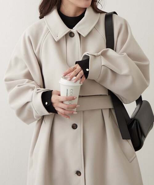 Remind me and forever(リマインドミーアンドフォーエバー)の「アレンジカラーロングコート(チェスターコート・レディース・ブラック/アイボリー/ブラウン/チャコールグレー・FREE)」の19枚目の写真