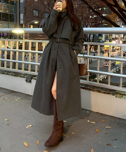 Remind me and forever(リマインドミーアンドフォーエバー)の「アレンジカラーロングコート(チェスターコート・レディース・ブラック/アイボリー/ブラウン/チャコールグレー・FREE)」の3枚目の写真