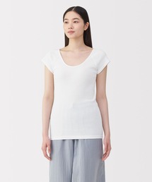 無印良品(ムジルシリョウヒン)の婦人 フライス編みフレンチスリーブTシャツ(インナーウェア/肌着)