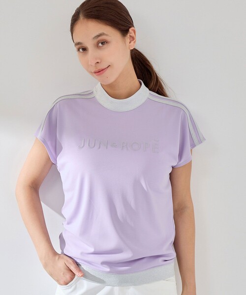 JUN&ROPE'（ジュンアンドロペ）の「【接触冷感】【吸水速乾】フロントロゴラメコンビプルオーバー（Tシャツ/カットソー・レディース・サックスブルー/ブラック/ホワイト・L/M/S）」の16枚目の写真