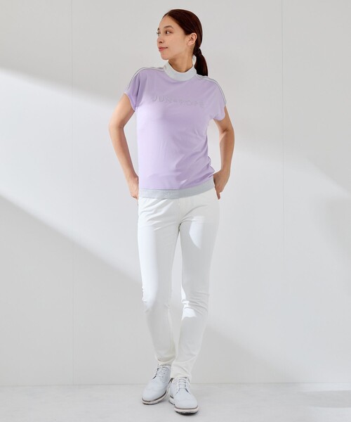 JUN&ROPE'（ジュンアンドロペ）の「【接触冷感】【吸水速乾】フロントロゴラメコンビプルオーバー（Tシャツ/カットソー・レディース・サックスブルー/ブラック/ホワイト・L/M/S）」の18枚目の写真