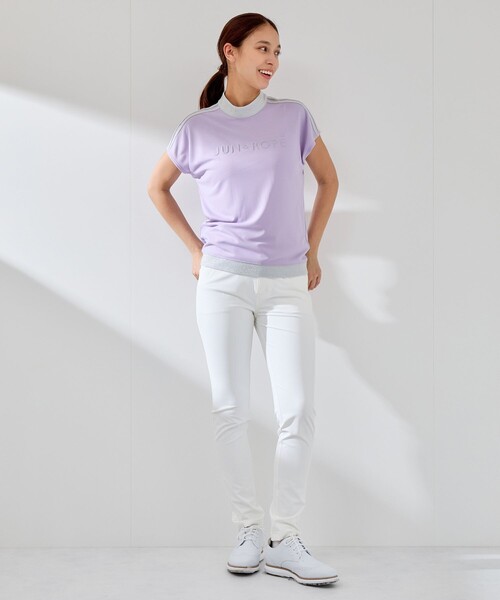 JUN&ROPE'（ジュンアンドロペ）の「【接触冷感】【吸水速乾】フロントロゴラメコンビプルオーバー（Tシャツ/カットソー・レディース・サックスブルー/ブラック/ホワイト・L/M/S）」の19枚目の写真