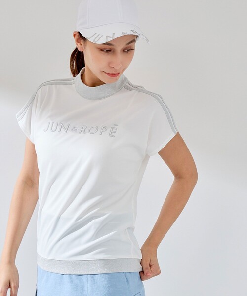 JUN&ROPE'（ジュンアンドロペ）の「【接触冷感】【吸水速乾】フロントロゴラメコンビプルオーバー（Tシャツ/カットソー・レディース・サックスブルー/ブラック/ホワイト・L/M/S）」の20枚目の写真