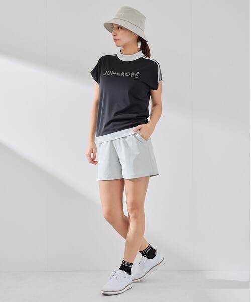 JUN&ROPE'（ジュンアンドロペ）の「【接触冷感】【吸水速乾】フロントロゴラメコンビプルオーバー（Tシャツ/カットソー・レディース・サックスブルー/ブラック/ホワイト・L/M/S）」の13枚目の写真