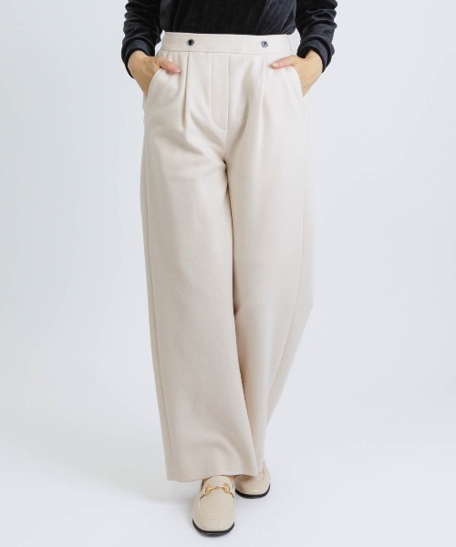 STUDIO PICONE(スタジオピッコーネ)の「ウールライク保温ワイドパンツ(その他パンツ・レディース・ライトオレンジ系/キャメル/ライトブルー/ベージュ・M/LL/L)」の14枚目の写真