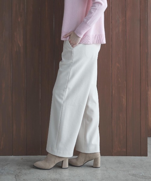 STUDIO PICONE(スタジオピッコーネ)の「ウールライク保温ワイドパンツ(その他パンツ・レディース・ライトオレンジ系/キャメル/ライトブルー/ベージュ・M/LL/L)」の9枚目の写真