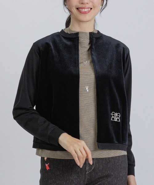 STUDIO PICONE(スタジオピッコーネ)の「ベロア切替ポンチカーディガン(カーディガン/ボレロ・レディース・ライトブルー/ブラック/ベージュ・LL/L/M)」の15枚目の写真