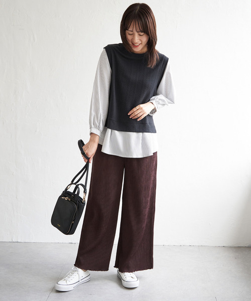 ikka(イッカ)の「【親子コーデ】ケーブル柄レイヤードプルオーバー(Tシャツ/カットソー・レディース・ブラック/ブルー/グリーン/ベージュ・M/L/S)」の10枚目の写真