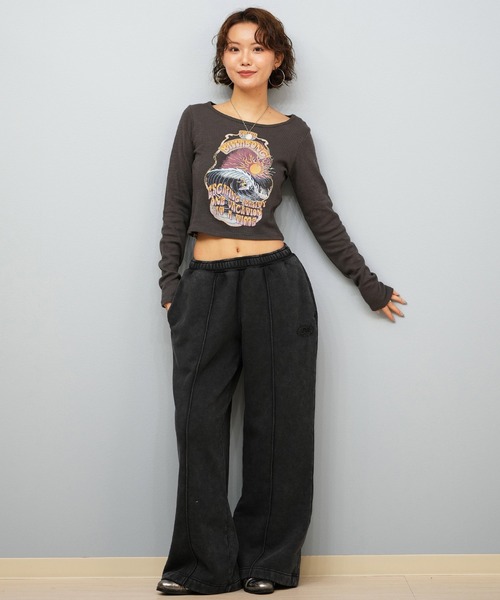 BILLABONG(ビラボン)の「BILLABONG/ビラボン ロンT ショート丈 BF014-058(Tシャツ/カットソー・レディース・スミクロ/オフホワイト・L/M)」の13枚目の写真
