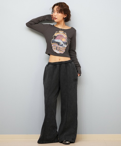 BILLABONG(ビラボン)の「BILLABONG/ビラボン ロンT ショート丈 BF014-058(Tシャツ/カットソー・レディース・スミクロ/オフホワイト・L/M)」の12枚目の写真