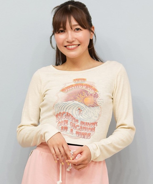 BILLABONG(ビラボン)の「BILLABONG/ビラボン ロンT ショート丈 BF014-058(Tシャツ/カットソー・レディース・スミクロ/オフホワイト・L/M)」の3枚目の写真