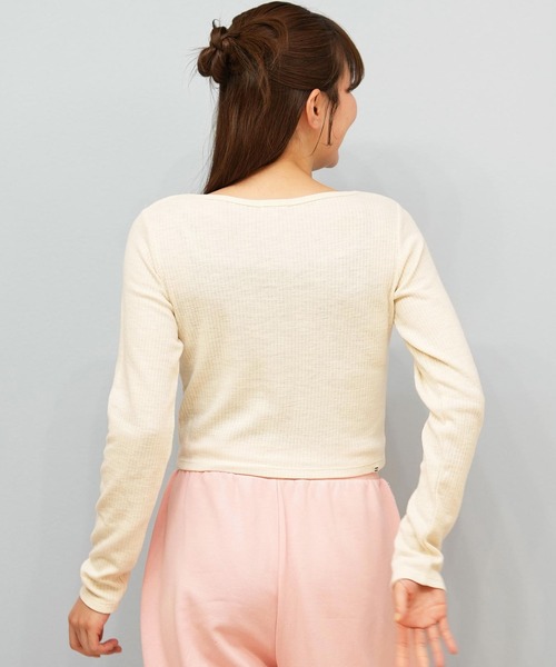 BILLABONG(ビラボン)の「BILLABONG/ビラボン ロンT ショート丈 BF014-058(Tシャツ/カットソー・レディース・スミクロ/オフホワイト・L/M)」の4枚目の写真
