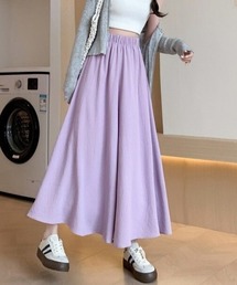 しわ加工スカート見えフレアパンツ