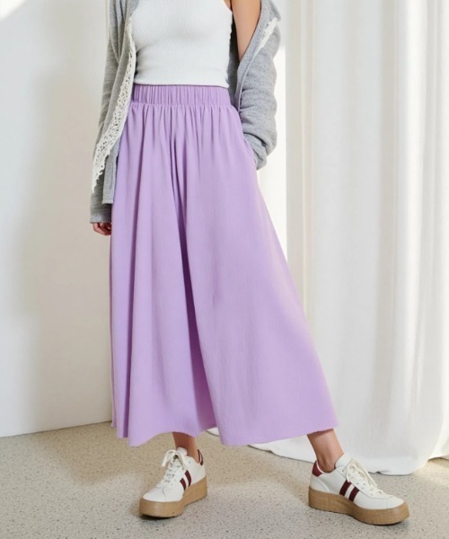 cammie(キャミー)の「しわ加工スカート見えフレアパンツ(その他パンツ・レディース・ラベンダー/ブラック/ホワイト・LARGE/MEDIUM)」の15枚目の写真