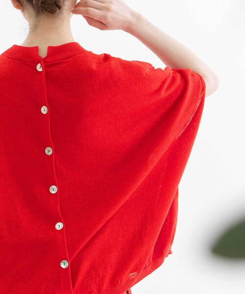 nop de nod(ノップドゥノッド)の「リネンレーヨン6分袖2wayポンチョニット(カーディガン/ボレロ・レディース・グレー/レッド/ダークブルー/ネイビー・M)」の22枚目の写真