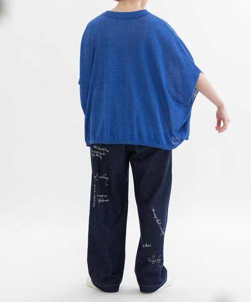 nop de nod(ノップドゥノッド)の「リネンレーヨン6分袖2wayポンチョニット(カーディガン/ボレロ・レディース・グレー/レッド/ダークブルー/ネイビー・M)」の13枚目の写真