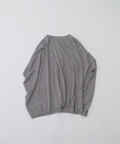 nop de nod(ノップドゥノッド)の「リネンレーヨン6分袖2wayポンチョニット(カーディガン/ボレロ・レディース・グレー/レッド/ダークブルー/ネイビー・M)」の7枚目の写真