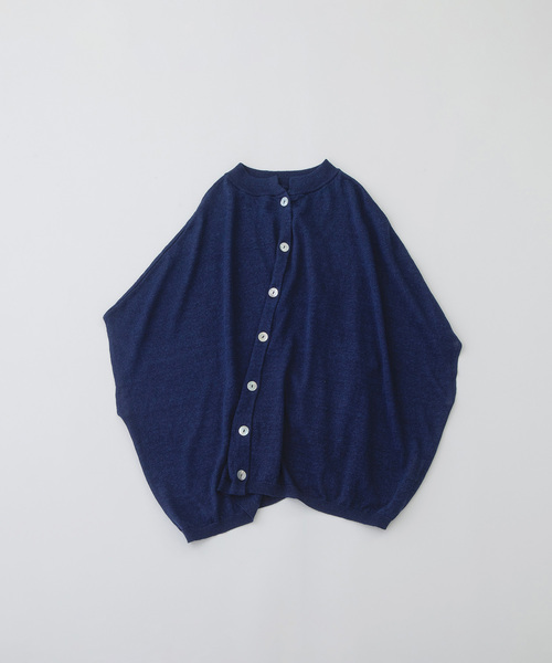 nop de nod(ノップドゥノッド)の「リネンレーヨン6分袖2wayポンチョニット(カーディガン/ボレロ・レディース・グレー/レッド/ダークブルー/ネイビー・M)」の8枚目の写真