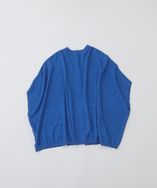 nop de nod(ノップドゥノッド)の「リネンレーヨン6分袖2wayポンチョニット(カーディガン/ボレロ・レディース・グレー/レッド/ダークブルー/ネイビー・M)」の9枚目の写真