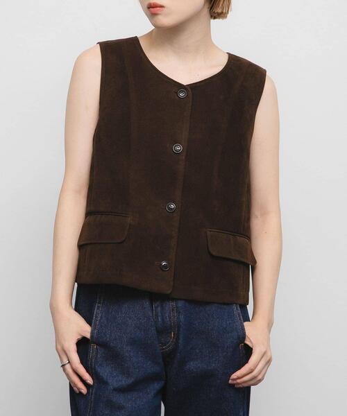 KBF（ケイビーエフ）の「ミニマルベスト（その他アウター・レディース・キャメル/ダークブラウン・ONE）」の2枚目の写真