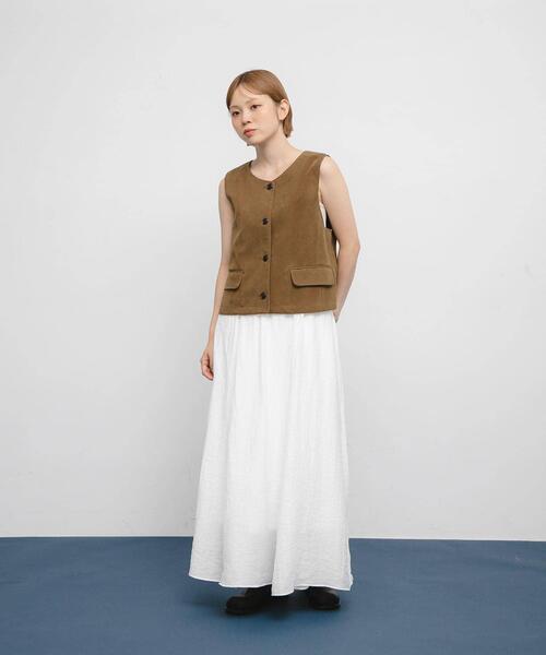 KBF（ケイビーエフ）の「ミニマルベスト（その他アウター・レディース・キャメル/ダークブラウン・ONE）」の6枚目の写真