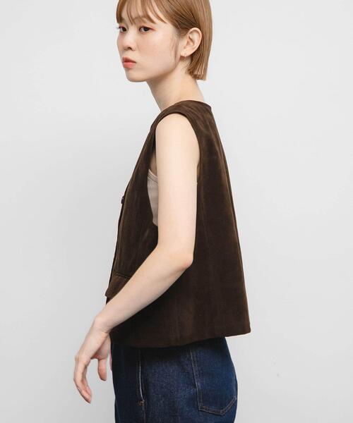 KBF（ケイビーエフ）の「ミニマルベスト（その他アウター・レディース・キャメル/ダークブラウン・ONE）」の15枚目の写真