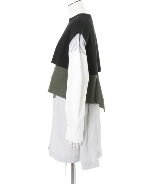 UN3D.（アンスリード）の「UN3D./アンスリード/KNIT VEST DOCKING SHIRT/ニットベストドッキングシャツ（シャツ/ブラウス・レディース・グレー/その他・36）」の4枚目の写真