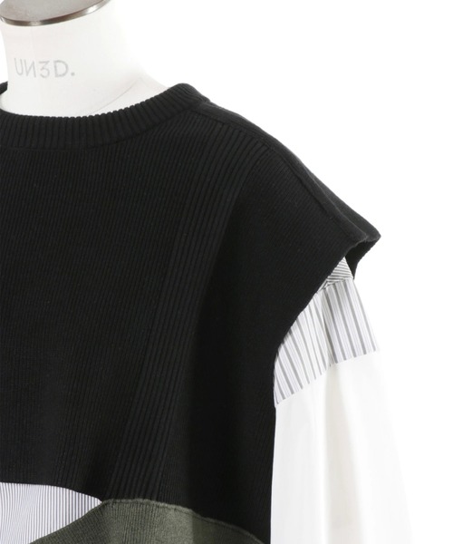 UN3D.（アンスリード）の「UN3D./アンスリード/KNIT VEST DOCKING SHIRT/ニットベストドッキングシャツ（シャツ/ブラウス・レディース・グレー/その他・36）」の7枚目の写真