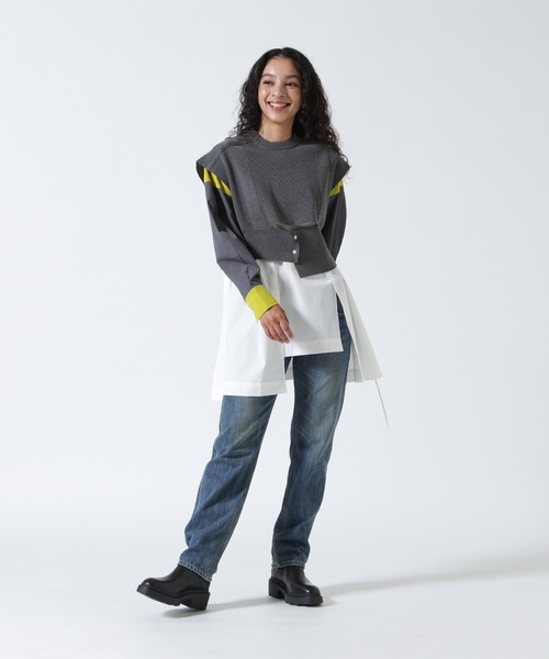 セール】UN3D./アンスリード/KNIT VEST DOCKING SHIRT/ニットベスト