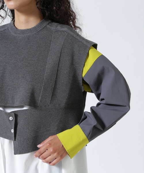 UN3D.（アンスリード）の「UN3D./アンスリード/KNIT VEST DOCKING SHIRT/ニットベストドッキングシャツ（シャツ/ブラウス・レディース・グレー/その他・36）」の14枚目の写真