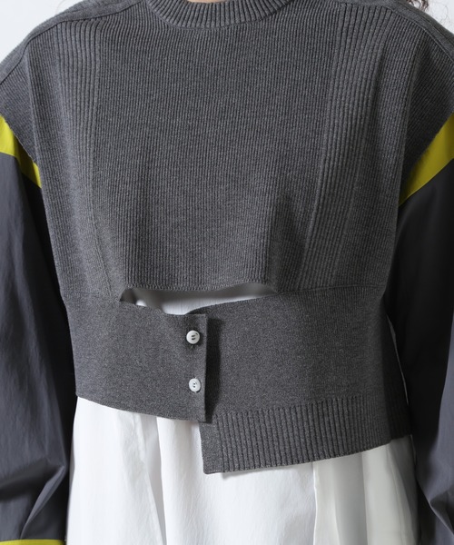 UN3D.（アンスリード）の「UN3D./アンスリード/KNIT VEST DOCKING SHIRT/ニットベストドッキングシャツ（シャツ/ブラウス・レディース・グレー/その他・36）」の15枚目の写真