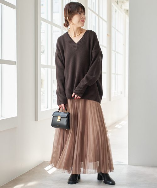 Spick & Span（スピックアンドスパン）の「ウールカシミヤ Vネックニット（ニット/セーター・レディース・ブラック/ブラウン/ベージュ・FREE）」の5枚目の写真