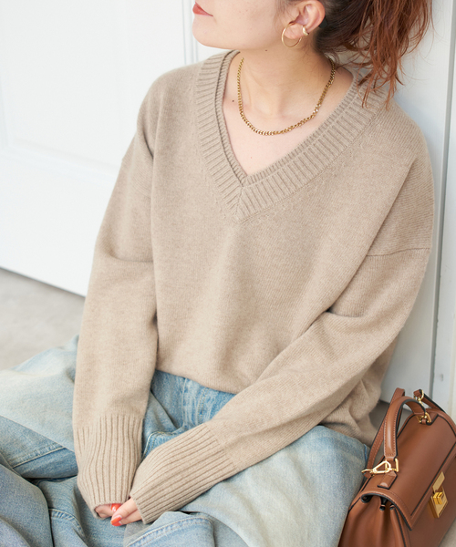 Spick & Span（スピックアンドスパン）の「ウールカシミヤ Vネックニット（ニット/セーター・レディース・ブラック/ブラウン/ベージュ・FREE）」の20枚目の写真