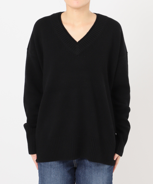 AP STUDIO ウールカシミヤVネックニット ブラック フリーサイズ 上質 セール】ウールカシミヤ Vネックニット（ニット/セーター）｜Spick