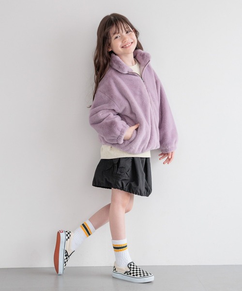 BAYFLOW（ベイフロー）の「[ふわふわフェイクファー♪]ファーブルゾン(KIDS)（ブルゾン・キッズ・チャコール/ベージュ/パープル・110cm/120cm/130cm/140cm/150cm）」の22枚目の写真