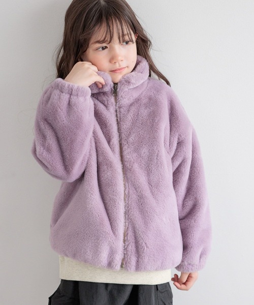 BAYFLOW（ベイフロー）の「[ふわふわフェイクファー♪]ファーブルゾン(KIDS)（ブルゾン・キッズ・チャコール/ベージュ/パープル・110cm/120cm/130cm/140cm/150cm）」の21枚目の写真