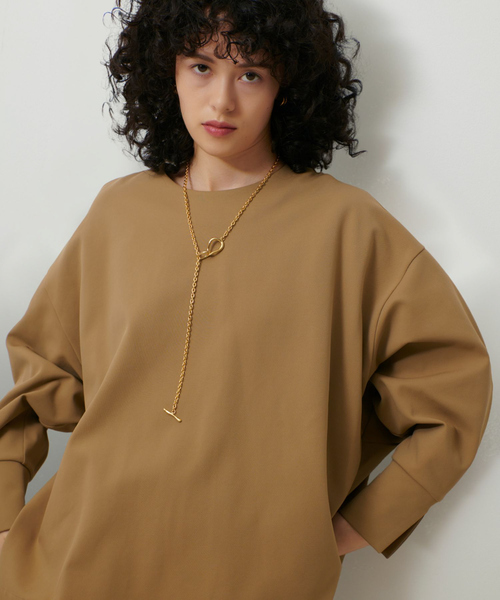 qualite（カリテ）の「ツイルダンボールプルオーバー/秋服/冬服/オフィスカジュアル/体系カバー（スウェット・レディース・ブラック/ベージュ/オフホワイト・フリー）」の3枚目の写真