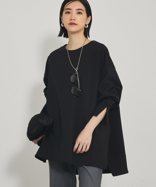 qualite（カリテ）の「ツイルダンボールプルオーバー/秋服/冬服/オフィスカジュアル/体系カバー（スウェット・レディース・ブラック/ベージュ/オフホワイト・フリー）」の2枚目の写真