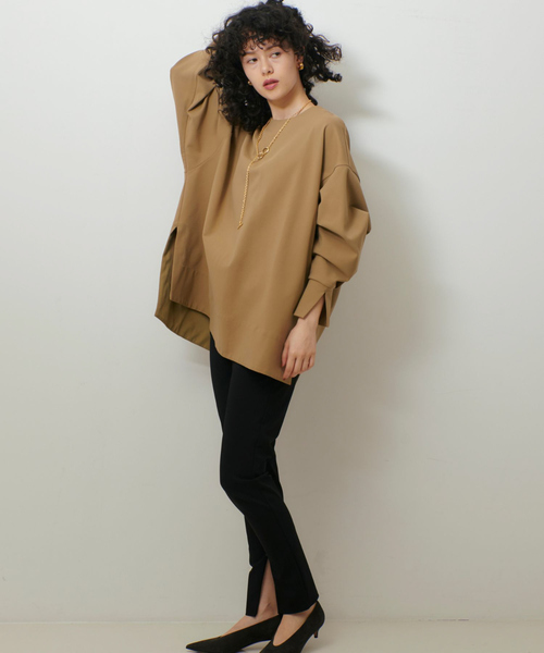 qualite（カリテ）の「ツイルダンボールプルオーバー/秋服/冬服/オフィスカジュアル/体系カバー（スウェット・レディース・ブラック/ベージュ/オフホワイト・フリー）」の9枚目の写真