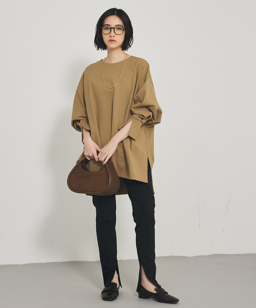 qualite（カリテ）の「ツイルダンボールプルオーバー/秋服/冬服/オフィスカジュアル/体系カバー（スウェット・レディース・ブラック/ベージュ/オフホワイト・フリー）」の10枚目の写真